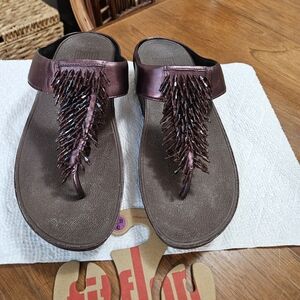 Fitflop Shimmering Purple Sandals with Beaded Detail